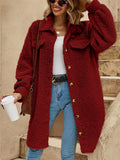 Women's Cute Fluffy Lapel Button Mid-Length Coat