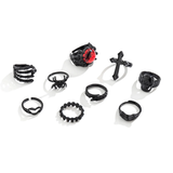 9pcs/Set Spider Devil Eye Skull Cross Halloween Rings