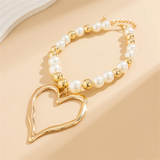 Women's Hollow Out Love Heart Round Beads Necklace