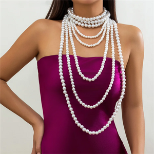 Women's Multilayer Artificial Pearls Graceful Party Necklaces