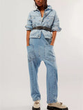 Plus Size Casual Durable Denim Jumpsuits for Ladies