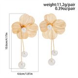 Women's Classy Flower Petals Imitation Pearls Earrings