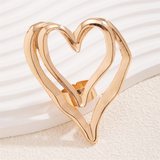 Hollow Out Double Love Heart Adjustable Open Rings