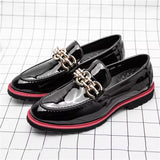 Men's Fashion Black Patent Leather Thick-Soled Dress Shoes