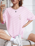 Women's Beautiful Flower Print Cozy Oversized T-shirts