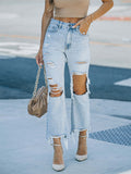 Light Blue Ripped Jeans for Women