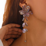 Transparent Acrylic Flower Petals Tassel Drop Earrings for Lady