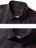 Holiday Party Lapel Button Fitted Stripe Shirt for Men