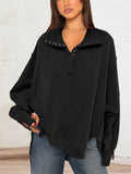 Oversized Side Split Lantern Sleeve Sweatshirt for Women