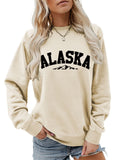 Women's Simple Alaska Range Print Crew Neck Hoodies