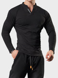 Men's Running Training Sweat-wicking Knitted Cotton V-Neck Shirt