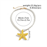 Ladies Boho Style Braided Rope Starfish Graphic Necklace