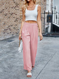 Candy Color Elastic Waist Straight-Leg Casual Pants for Women