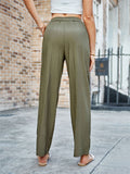 Candy Color Elastic Waist Straight-Leg Casual Pants for Women