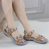 Ethnic Rhombic Pattern Cross Strap Holiday Sandals for Women