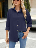 Chic Loose Lapel Solid Color Blouses for Women