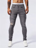 Men's Street Style Ripped Elasticity Summer Skinny Jeans