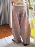 Women's Chic Cozy Oversized Cotton Linen Plaid Trousers