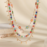 Lovely Colorful Flower Beads Tassel Necklace for Women