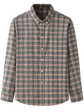 Retro Contrast Color Plaid Lapel Button Up Shirt for Men