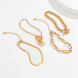 Female 4pcs/Set Link Chain Snake Chain OT Buckle Bracelets