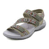 Side Cutout Ethnic Pattern Flat Sandals for Women