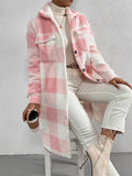 Women's Chic Plaid Print Warm Plush Long Coat