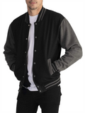 Men's Color Matching Button Up Letterman Jackets