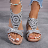 Women's Side Cutout Strap Rhinestone Sequin Sandals