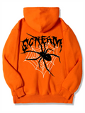 Female Screaming Spider Web Printed Oversized Hoodies