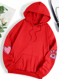 Cute Pink Heart Rabbit Printed Harajuku Hoodies for Women