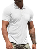 Men's Fitted Lapel Collar Short Sleeve Stretchy Shirts