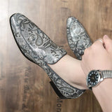 Men's Vintage Paisley Print Square Toe Party Dress Shoes