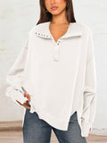 Oversized Side Split Lantern Sleeve Sweatshirt for Women