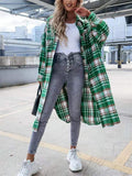 Women's Leisure Candy Color Lapel Extended Plaid Shirt