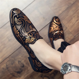 Men's Luxury Vintage Print Slip-On Pointed Toe Dress Shoes