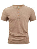 Men's Casual Short Sleeve Slim Fit Henley Shirt for Summer