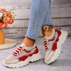 Lace Up Platform Knitted Running Shoes for Ladies