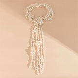 Fashionable Party Imitation Pearl Tassel Necklace for Women