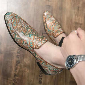 Men's Vintage Paisley Print Square Toe Party Dress Shoes