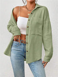 Women's Holiday Candy Color Lapel Button Up Blouses