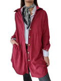 Ladies Single Breasted Leisure Pocket Corduroy Coats