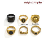 Men's Handmade Skull Letter Hip Hop Vintage Ring Sets