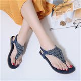 Bohemian Style Shiny Rhinestone Soft Sole Sandals for Women