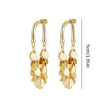 Fashionable Drop-Shaped Metal Sequin Earrings for Women