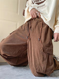 Men's Corduroy Lace Up Multi-Pocket Baggy Cargo Pants