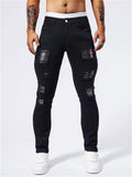 Men's Punk Rock Patchwork Sequined Black Jeans