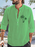 Comfy Stand Collar Coconut Palm Printed Men's Vacation Shirts