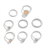 8Pcs/Set Elegant Round Crystal Rings for Lady