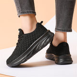 White & Black Classic Breathable Knitted Sports Shoes for Women